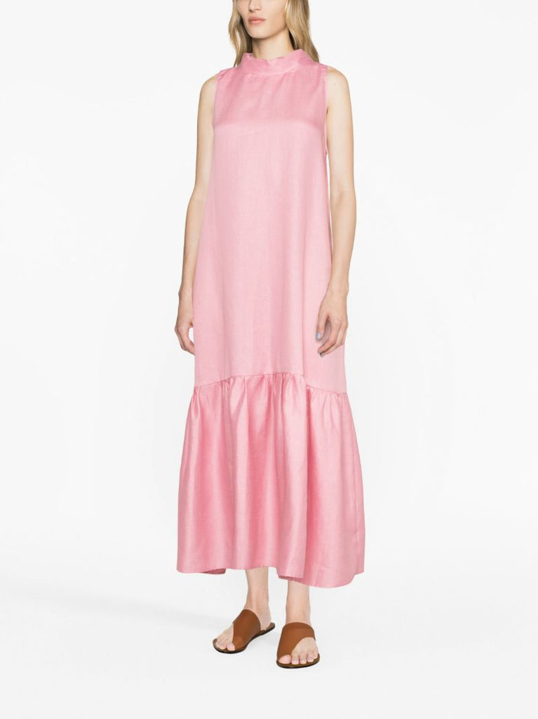 Pink Oslo High Neck Linen Dress