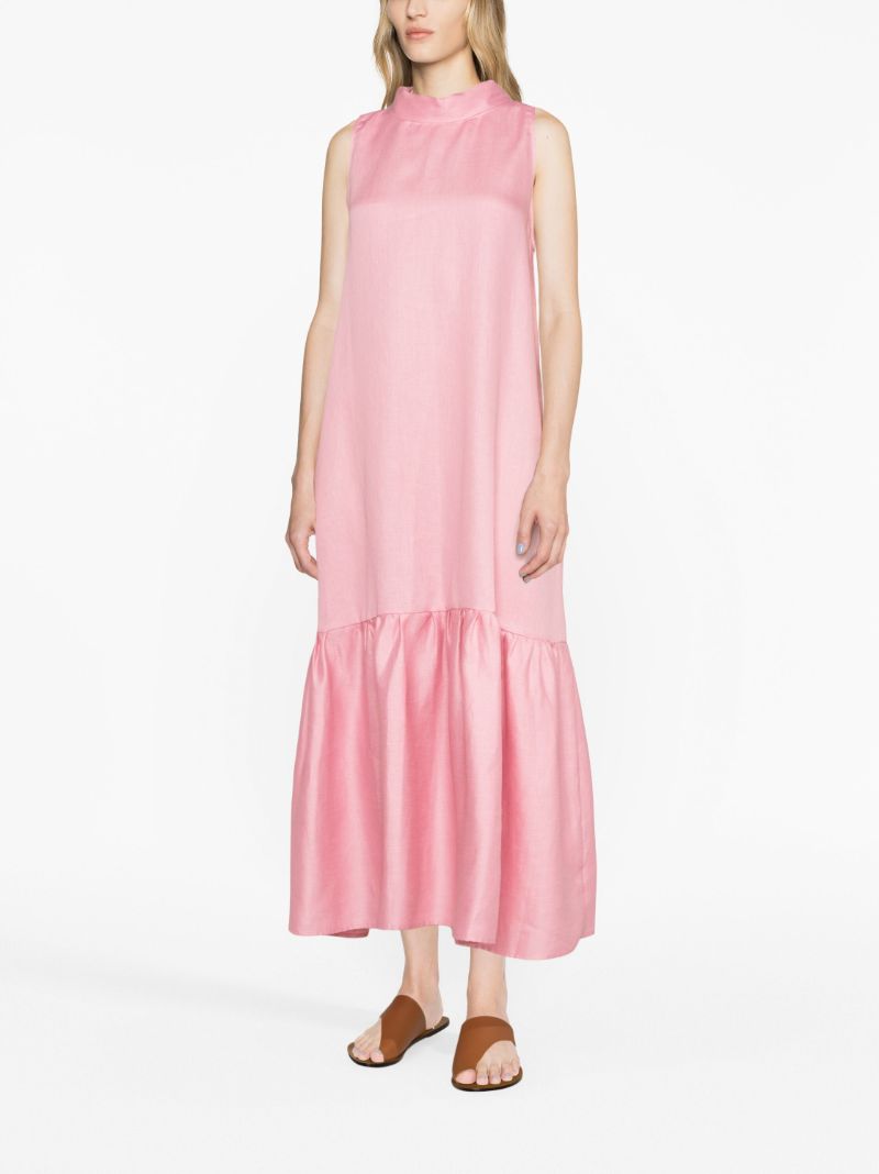 Pink Oslo High Neck Linen Dress