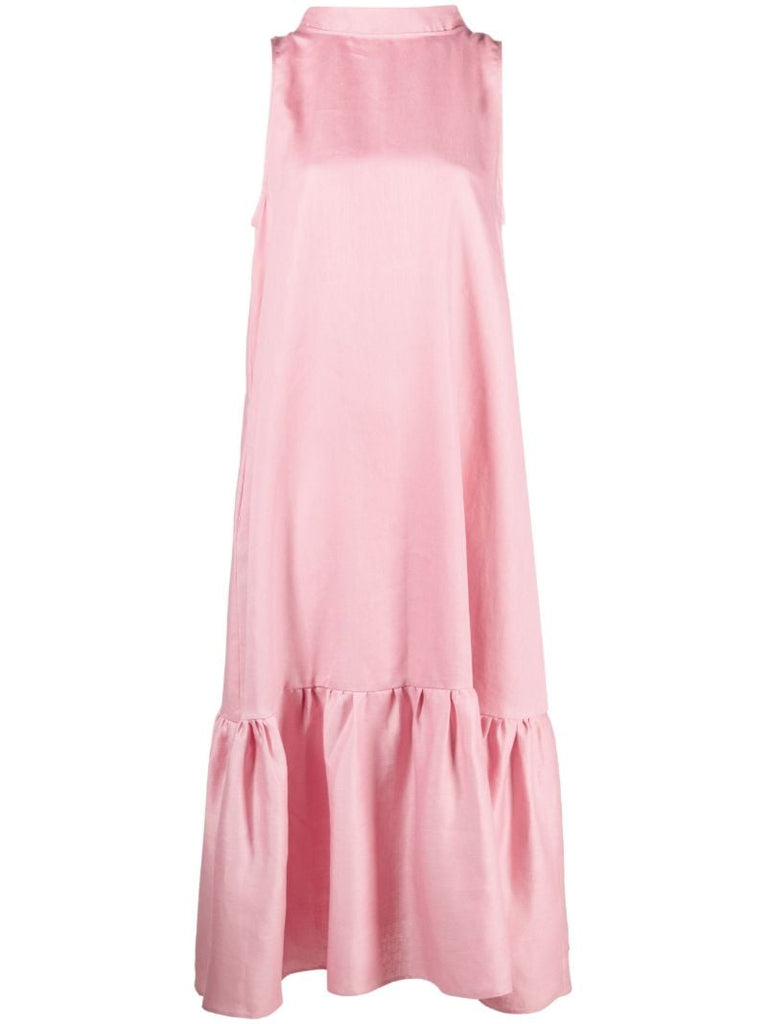 Pink Oslo High Neck Linen Dress