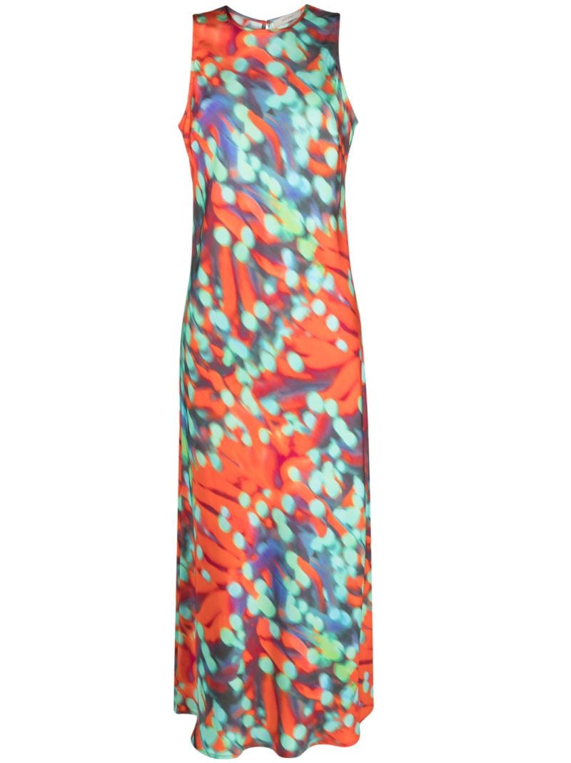 Orange Valencia Wobble-print Silk Dress