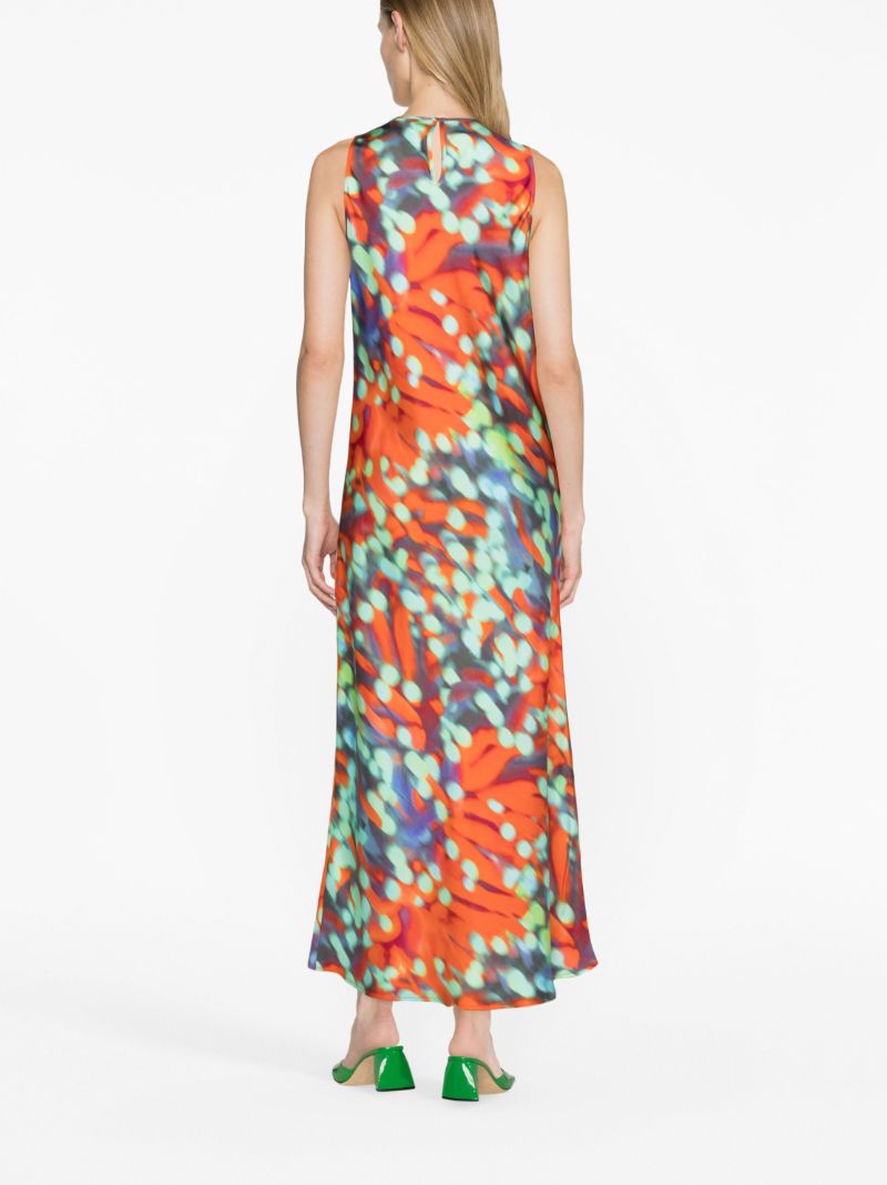 Orange Valencia Wobble-print Silk Dress
