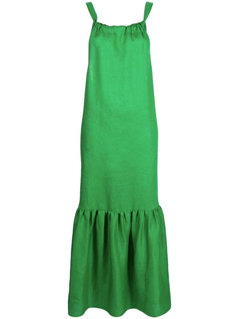 Green Ibiza Halterneck Linen Midi Dress