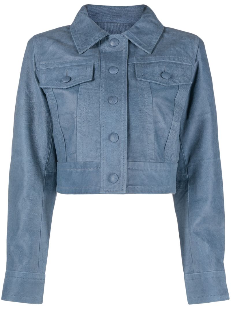 Blue Elleen Suede Cropped Jacket