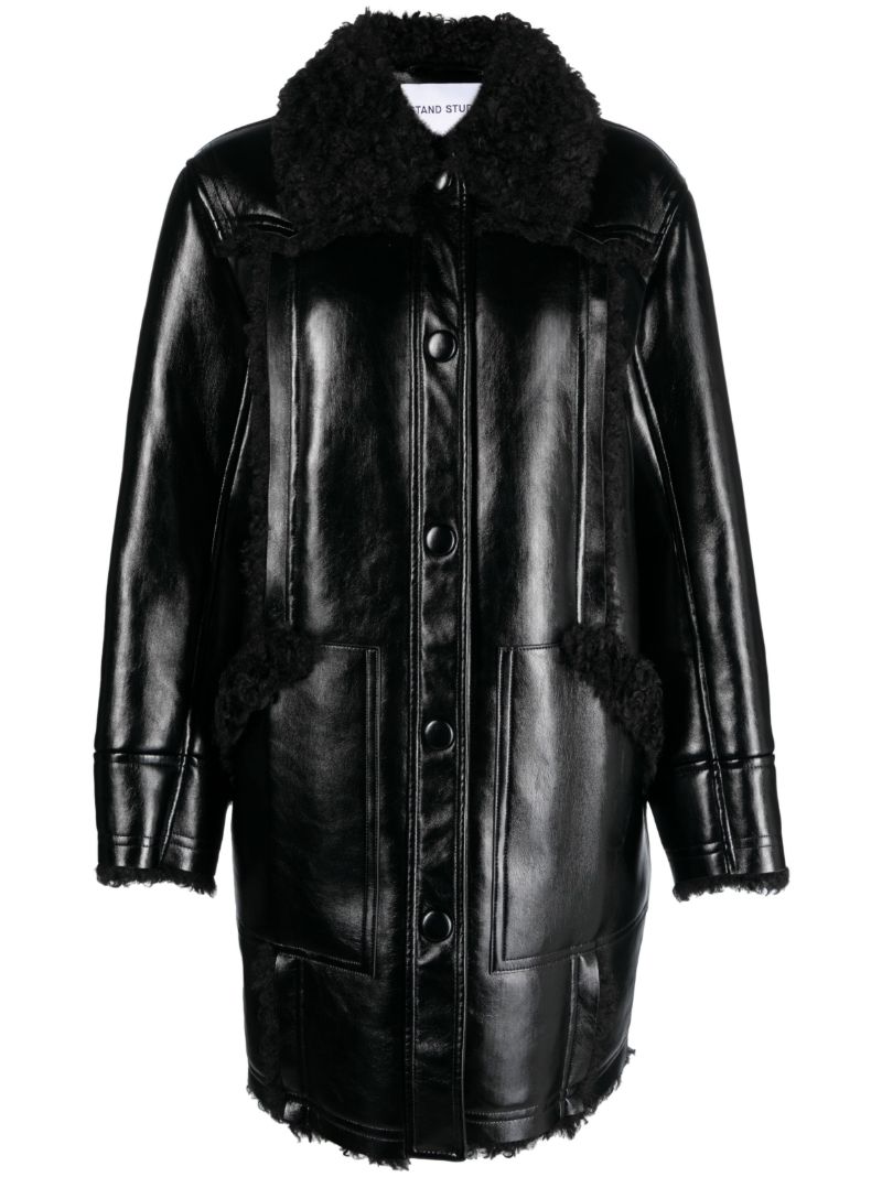 Black Ramona Faux-leather Coat