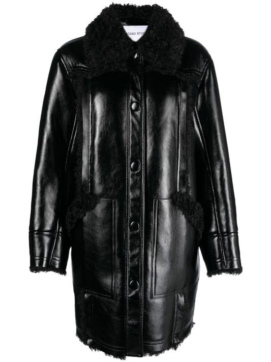 Black Ramona Faux-leather Coat