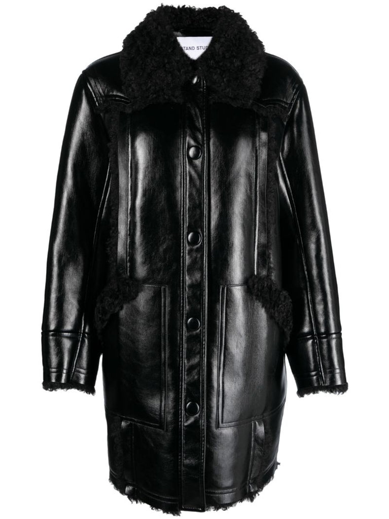 Black Ramona Faux-leather Coat