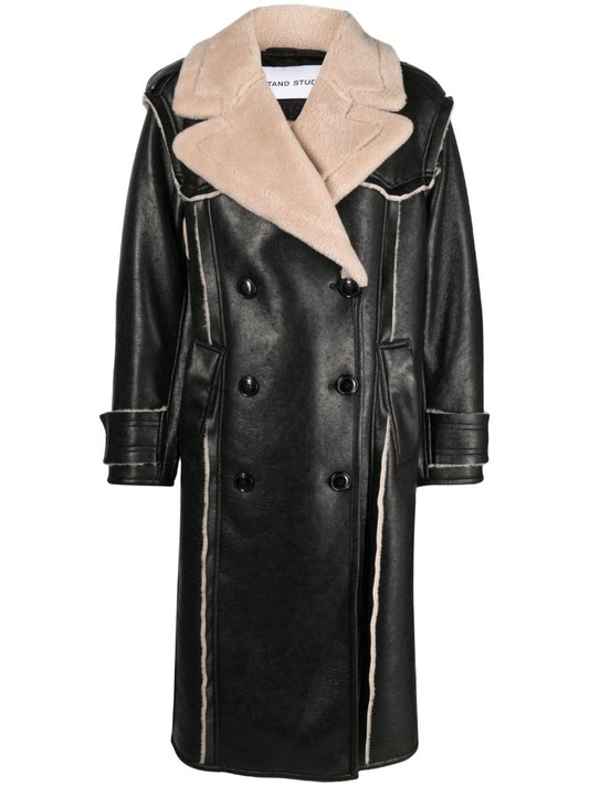 Black Frankie Faux-leather Coat