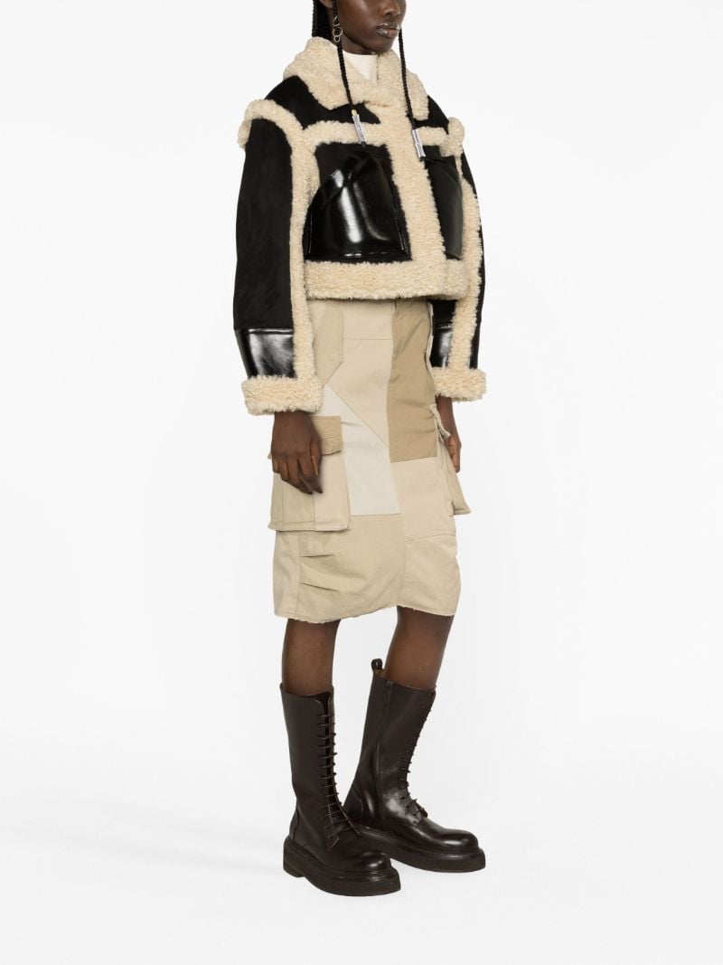 Black Edith Faux-shearling Trim Cropped Jacket