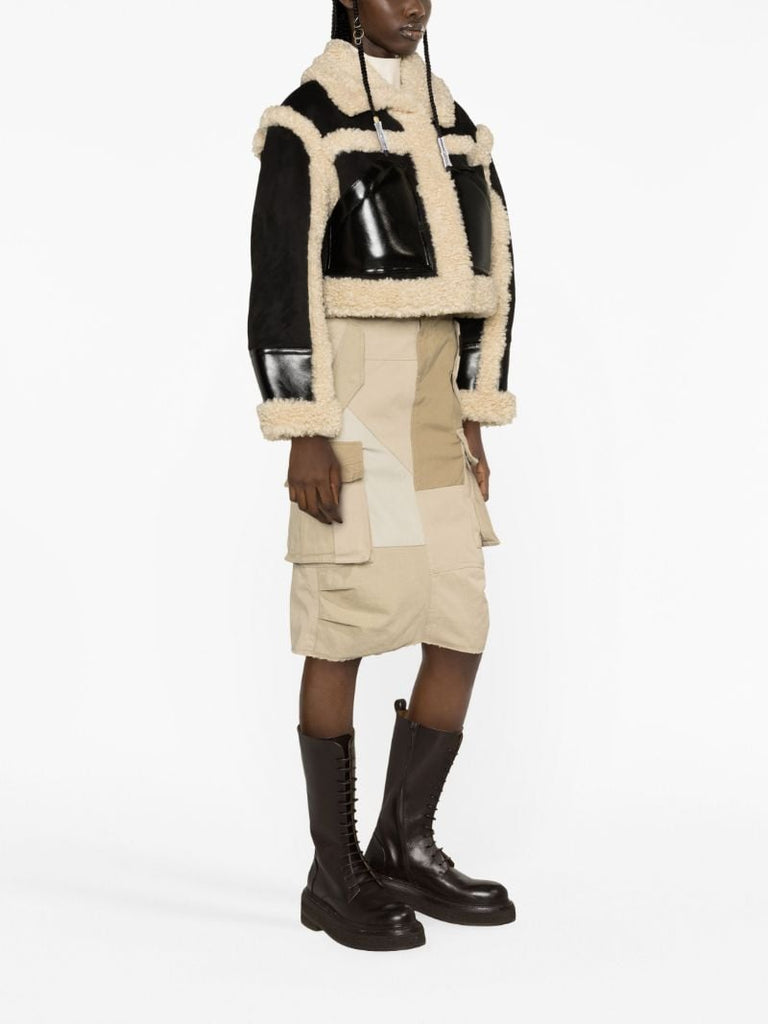 Black Edith Faux-shearling Trim Cropped Jacket