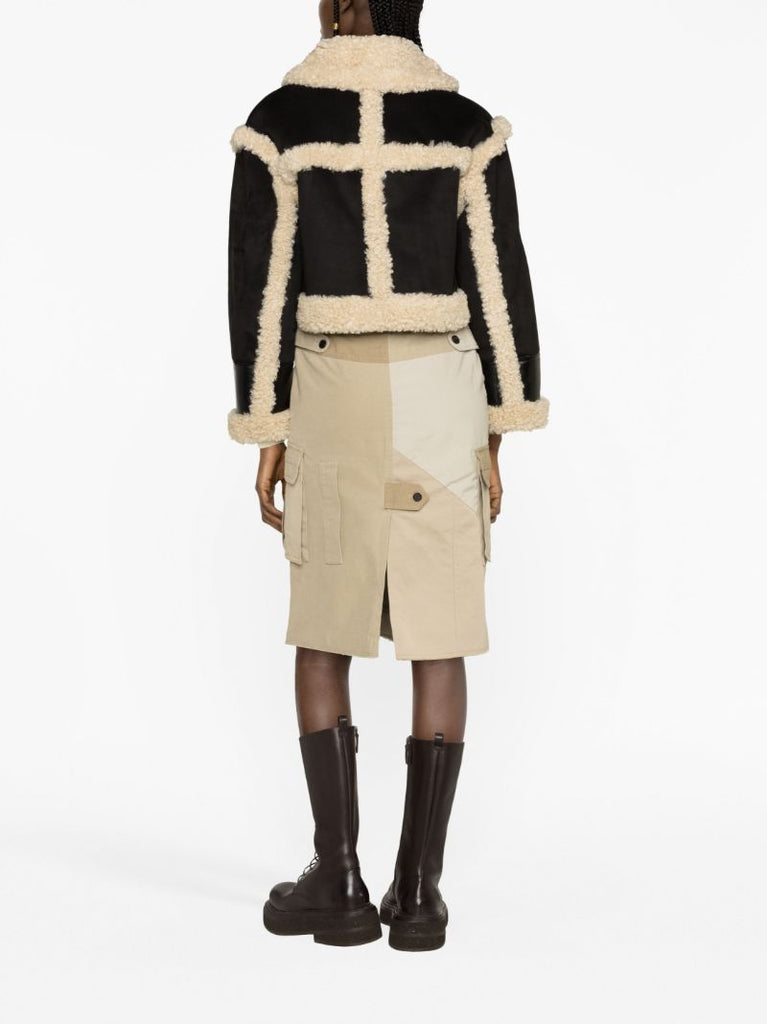 Black Edith Faux-shearling Trim Cropped Jacket
