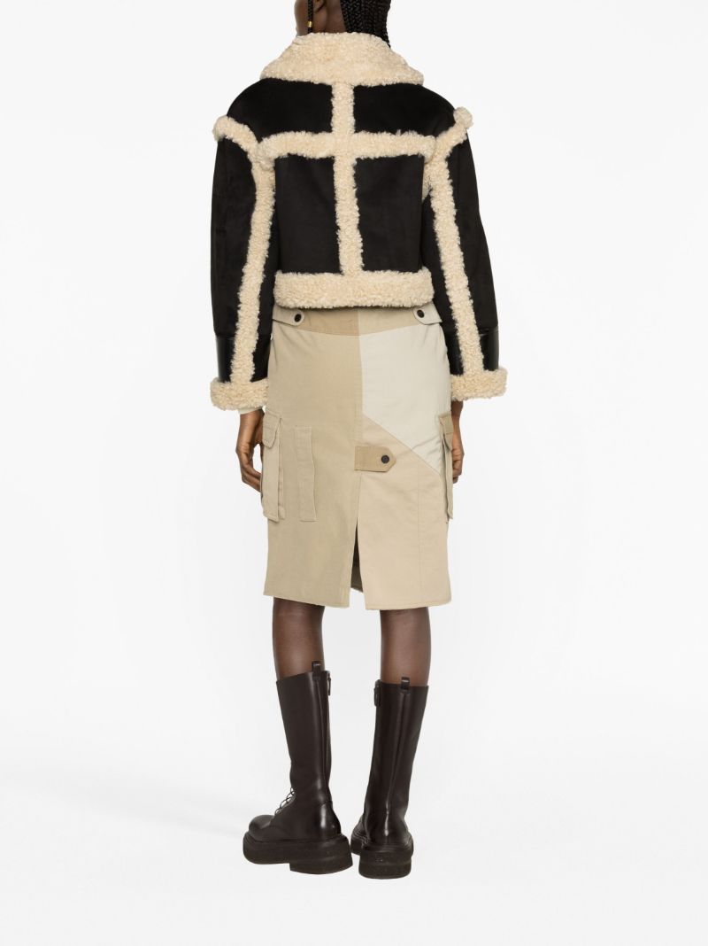 Black Edith Faux-shearling Trim Cropped Jacket