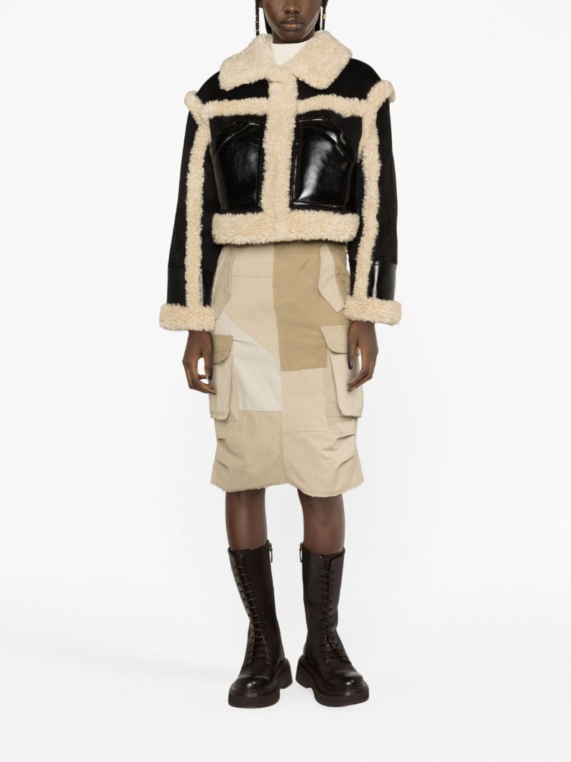 Black Edith Faux-shearling Trim Cropped Jacket