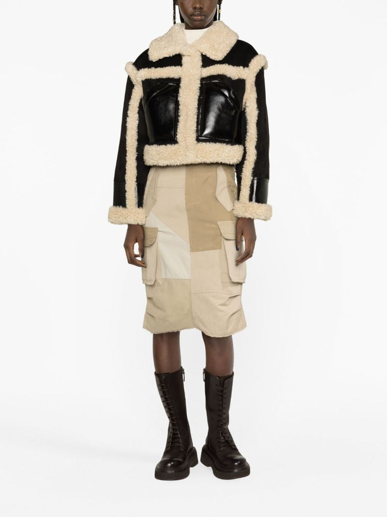 Black Edith Faux-shearling Trim Cropped Jacket