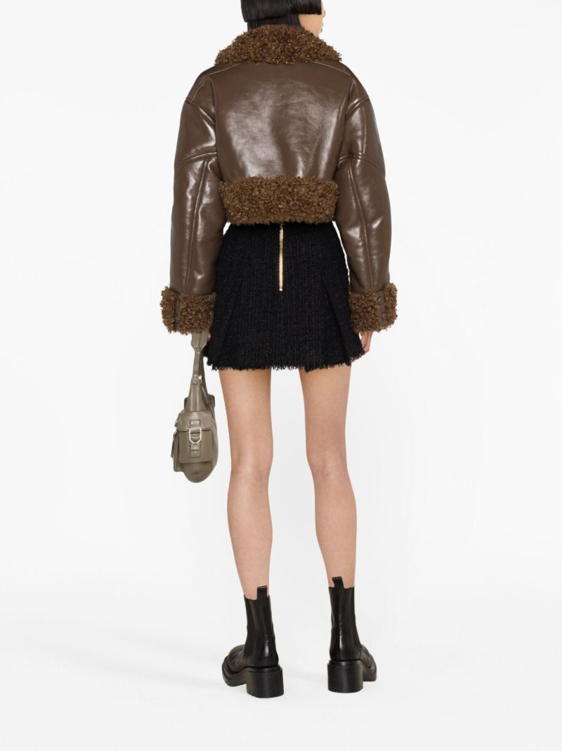 Brown Fleur Faux-fur Trim Jacket