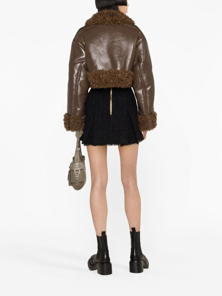 Brown Fleur Faux-fur Trim Jacket
