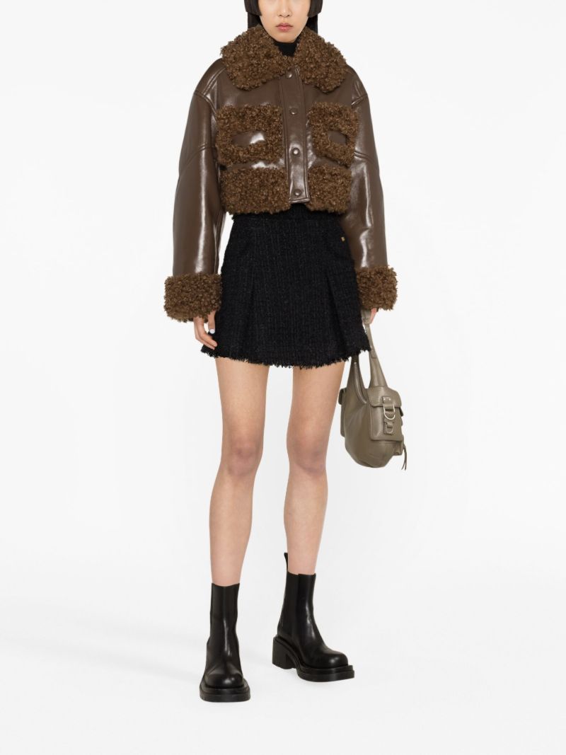 Brown Fleur Faux-fur Trim Jacket