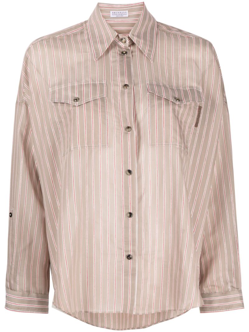 Beige Monili Striped Shirt