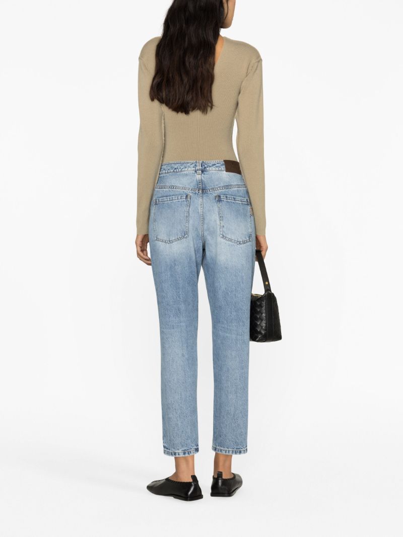 Blue Straight-leg Cropped Jeans