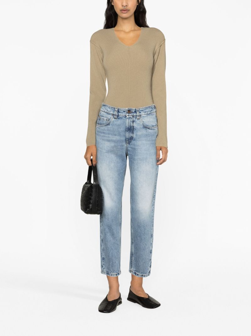 Blue Straight-leg Cropped Jeans