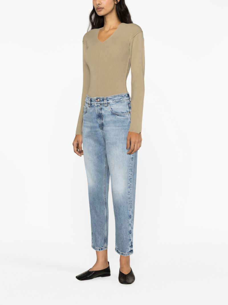 Blue Straight-leg Cropped Jeans