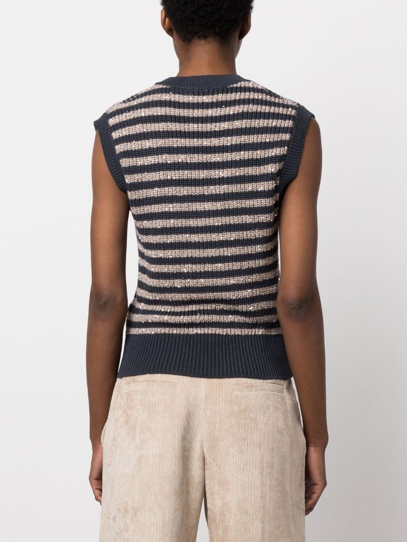 Blue Striped Cotton Knit Vest