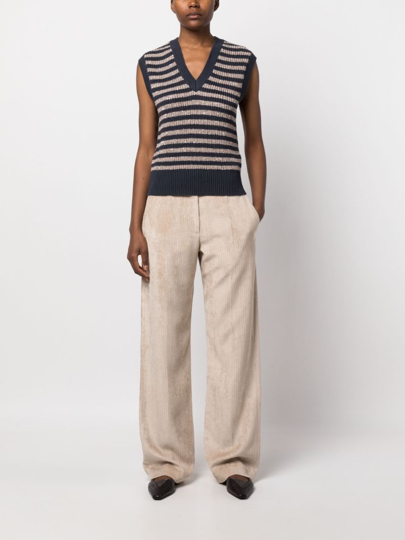 Blue Striped Cotton Knit Vest