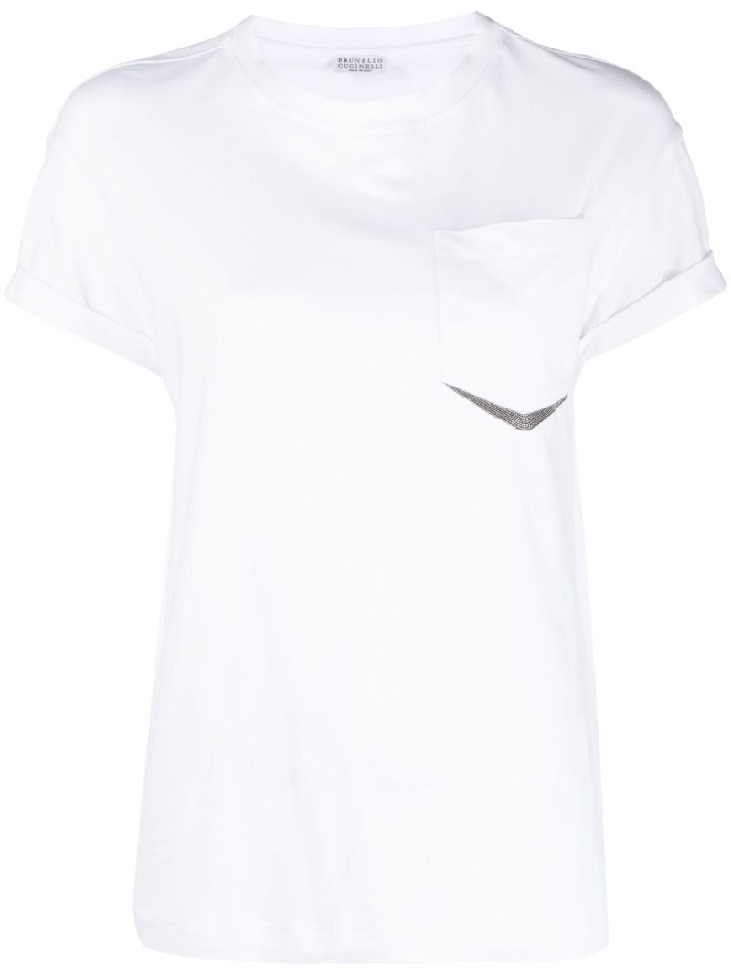White Monili Embellished T-shirt
