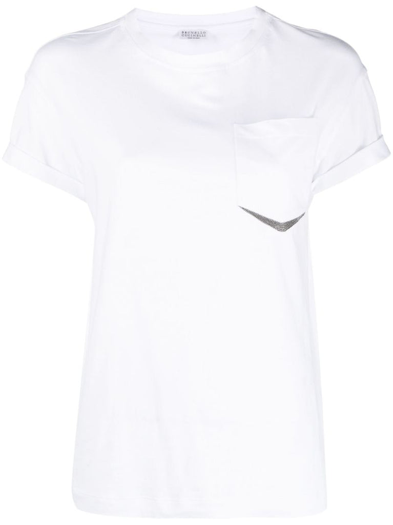 White Monili Embellished T-shirt