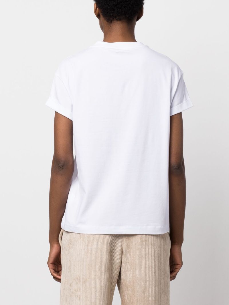 White Monili Embellished T-shirt