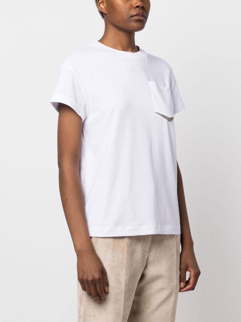White Monili Embellished T-shirt