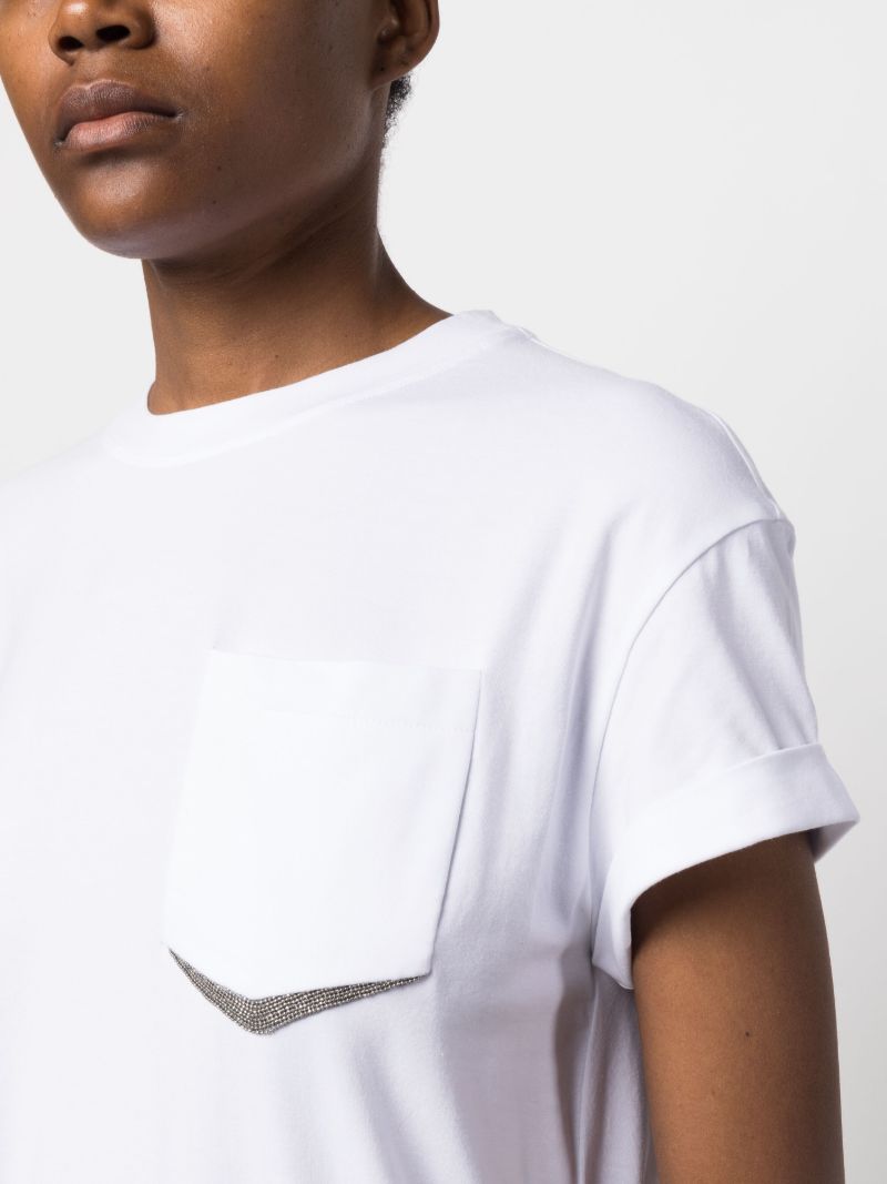 White Monili Embellished T-shirt