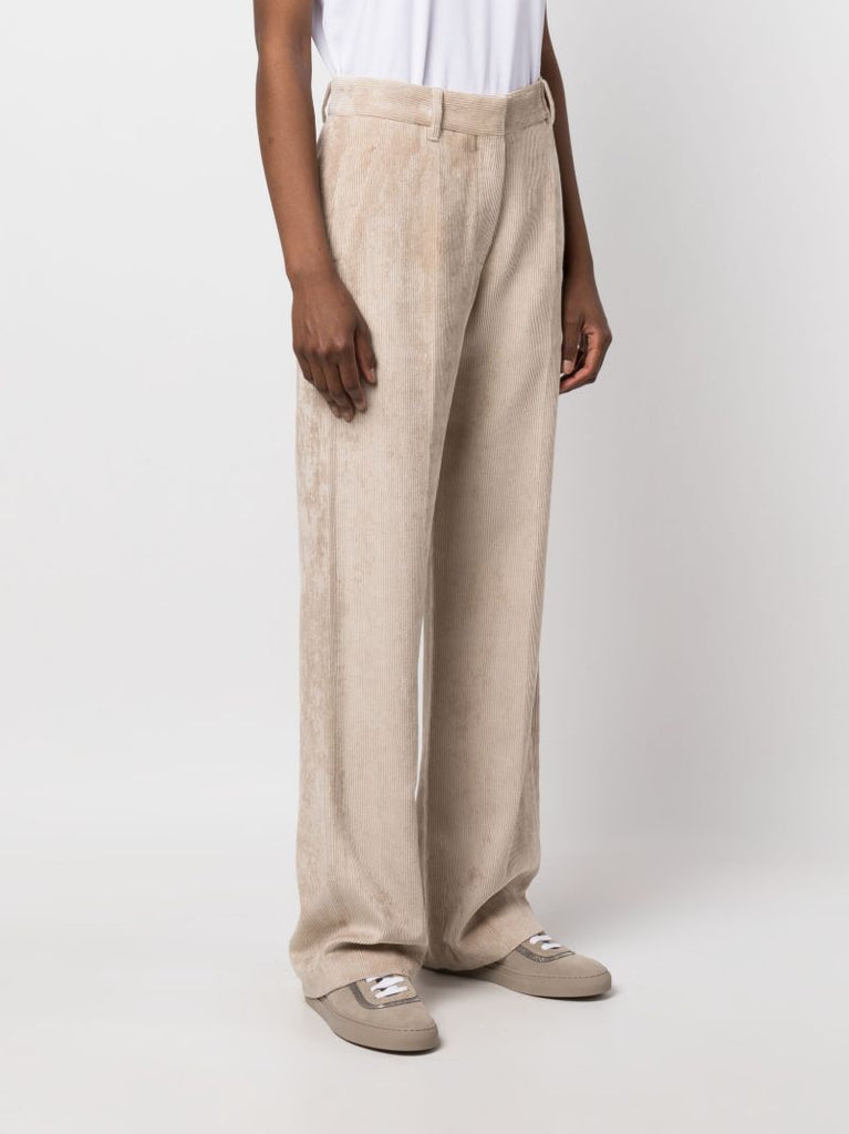 Neutral Corduroy Wide-leg Trousers