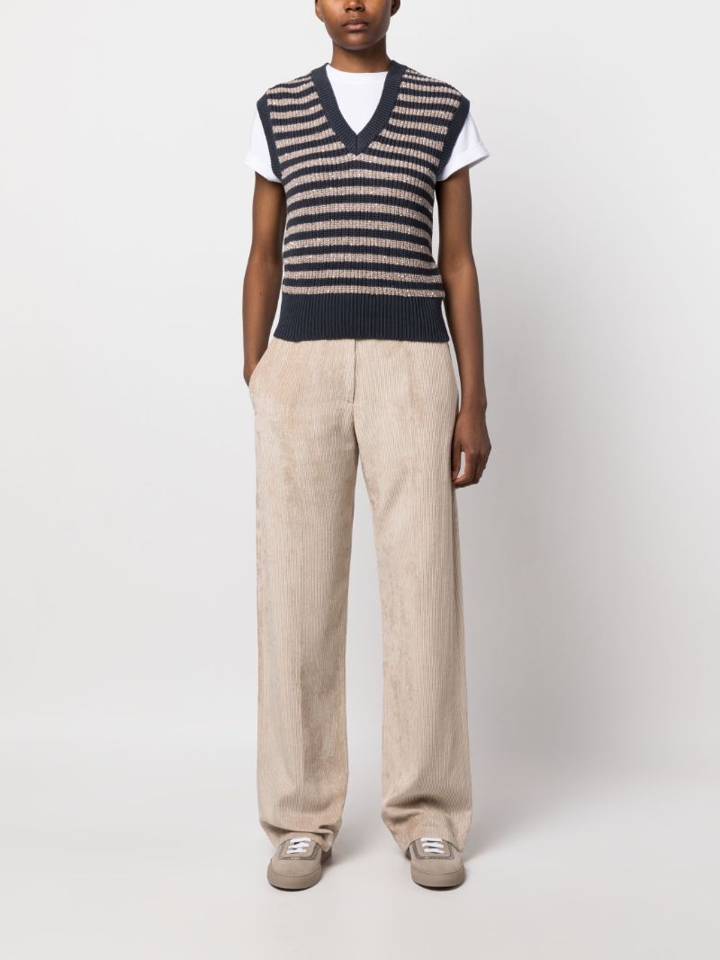 Neutral Corduroy Wide-leg Trousers