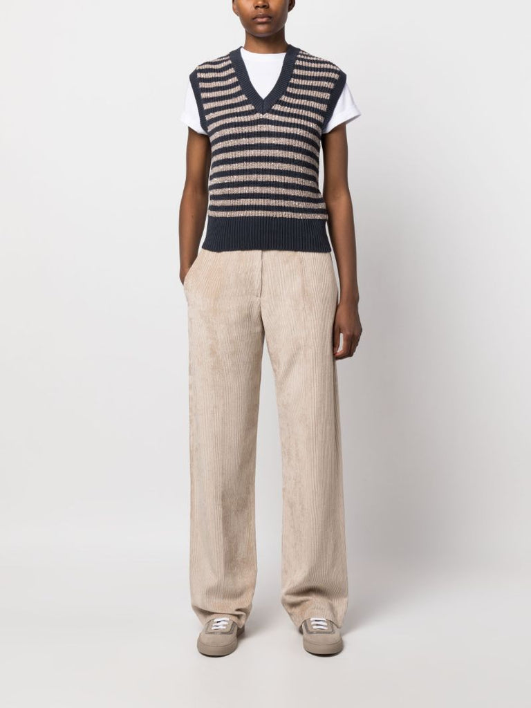 Neutral Corduroy Wide-leg Trousers