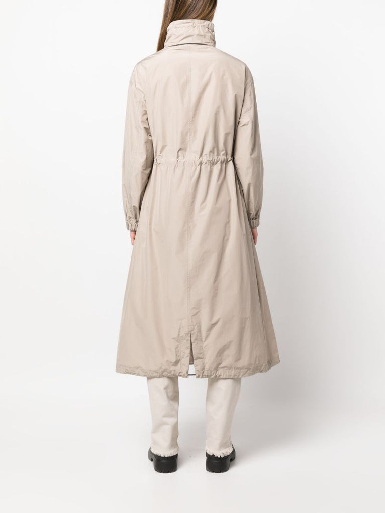 Neutral Drawstring Waist Trench Coat