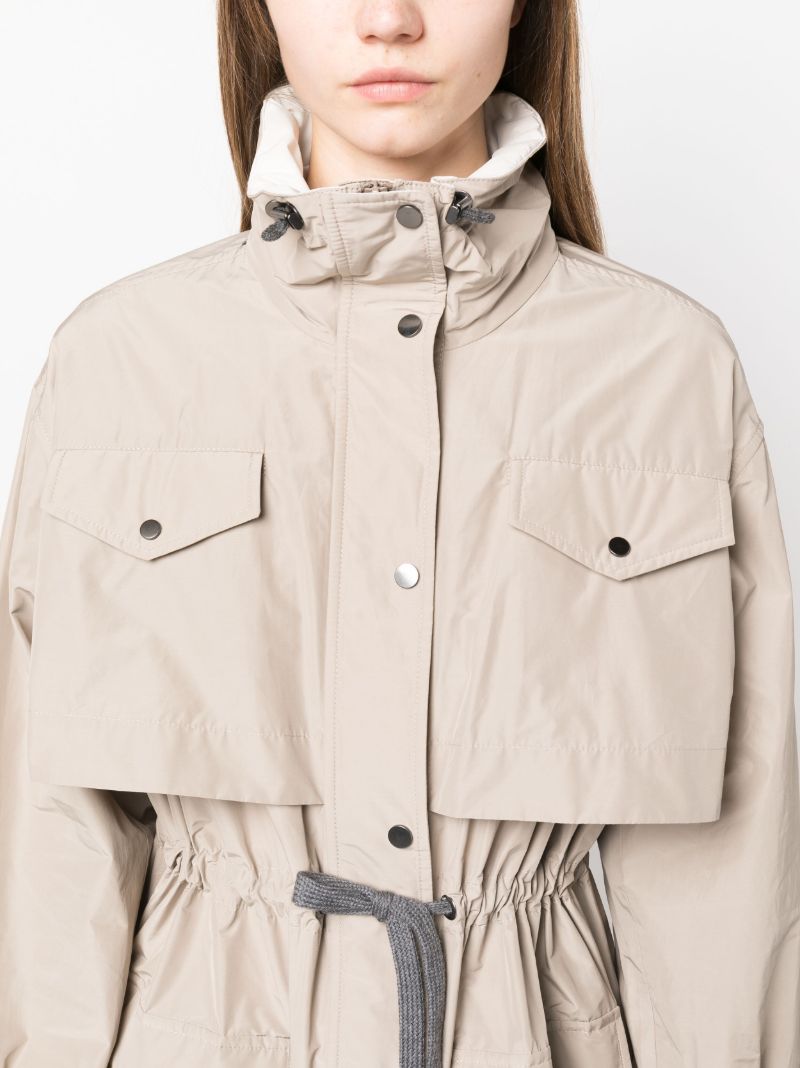 Neutral Drawstring Waist Trench Coat