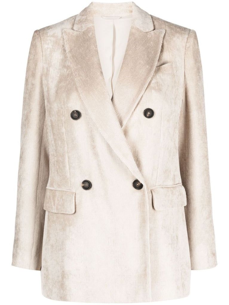 Neutral Hammered Corduroy Blazer