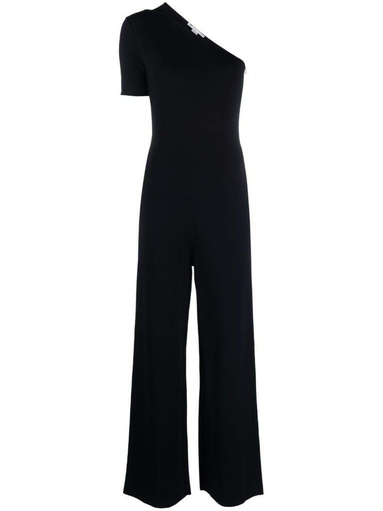 Black One-shoulder Wide-leg Jumpsuit