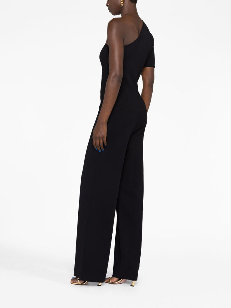 Black One-shoulder Wide-leg Jumpsuit