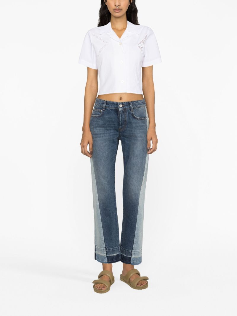 Blue Panelled Straight-leg Jeans