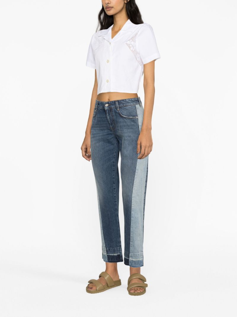 Blue Panelled Straight-leg Jeans