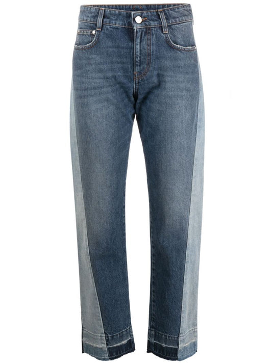 Blue Panelled Straight-leg Jeans