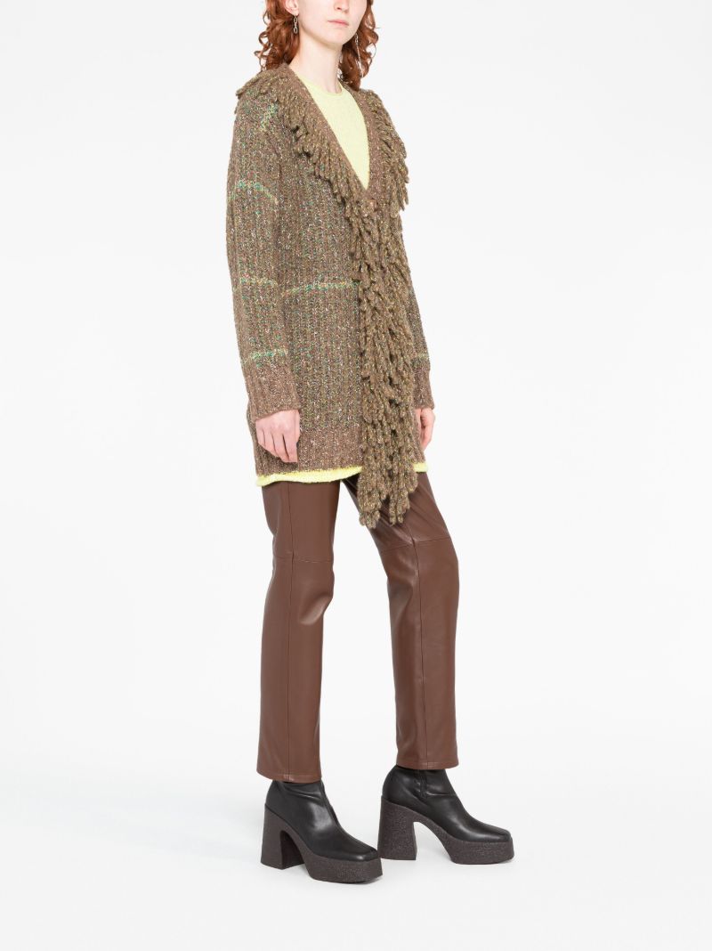 Brown Tweed Fringed Cardigan
