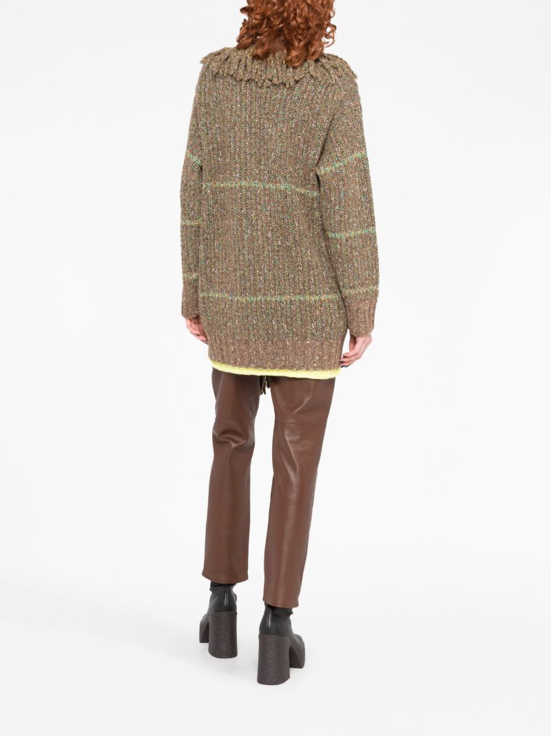Brown Tweed Fringed Cardigan