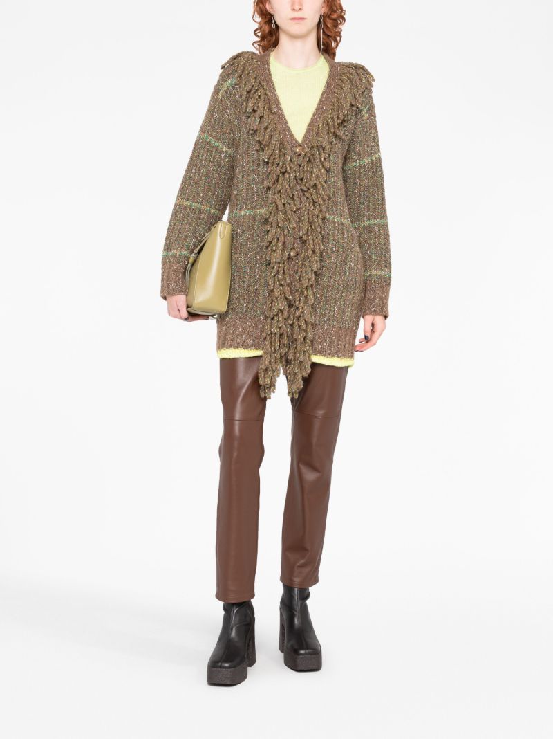 Brown Tweed Fringed Cardigan