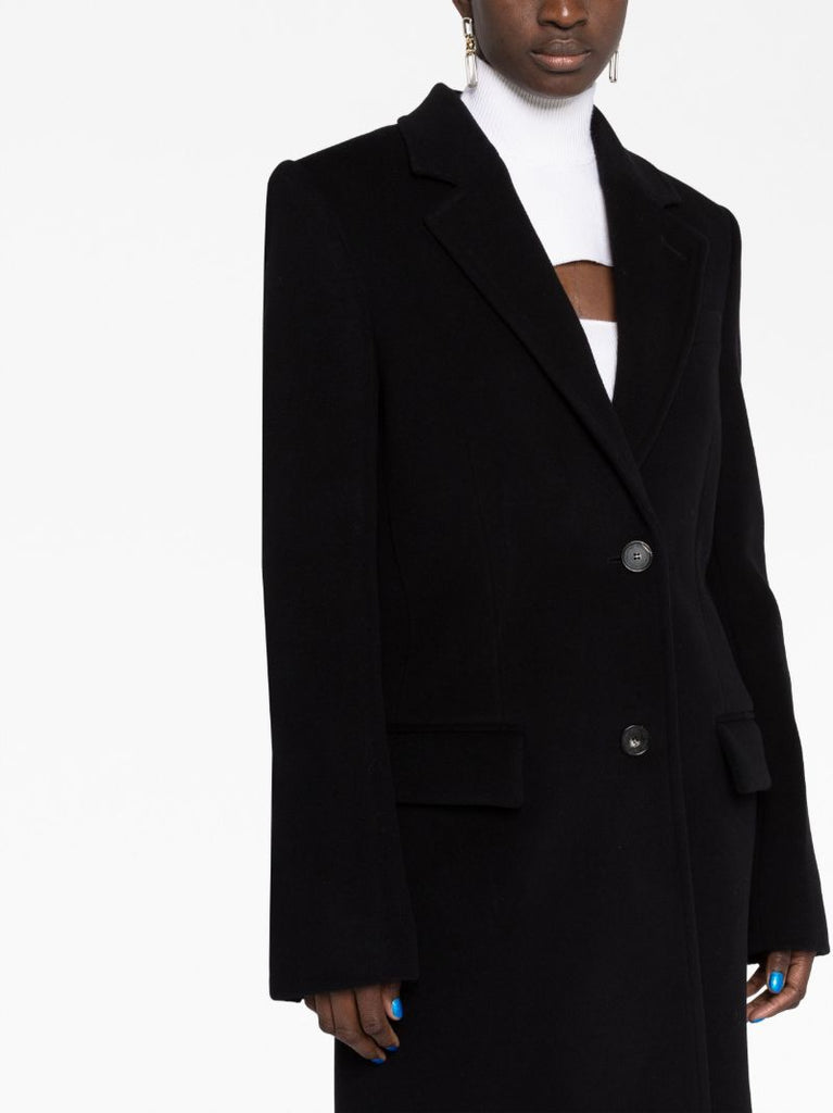 Black Single-breasted Wool Coat