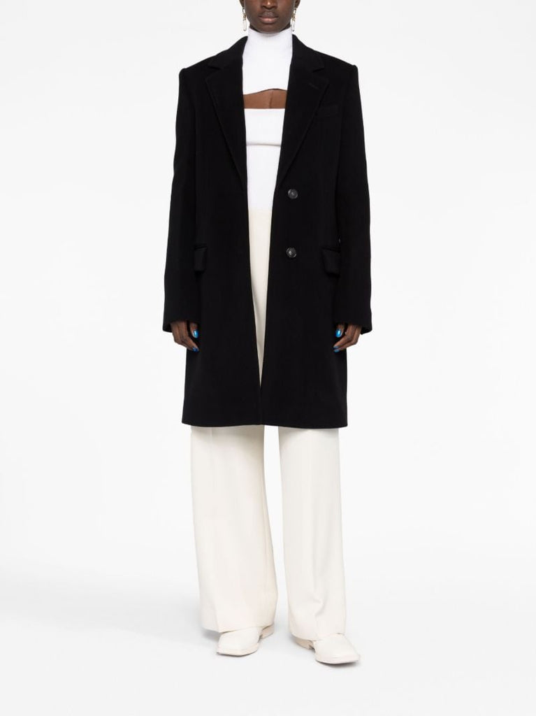 Black Single-breasted Wool Coat