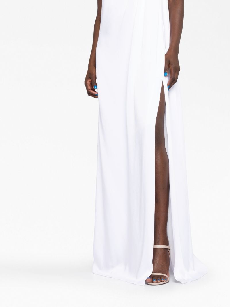 White Crystal-embellished One-shoulder Gown