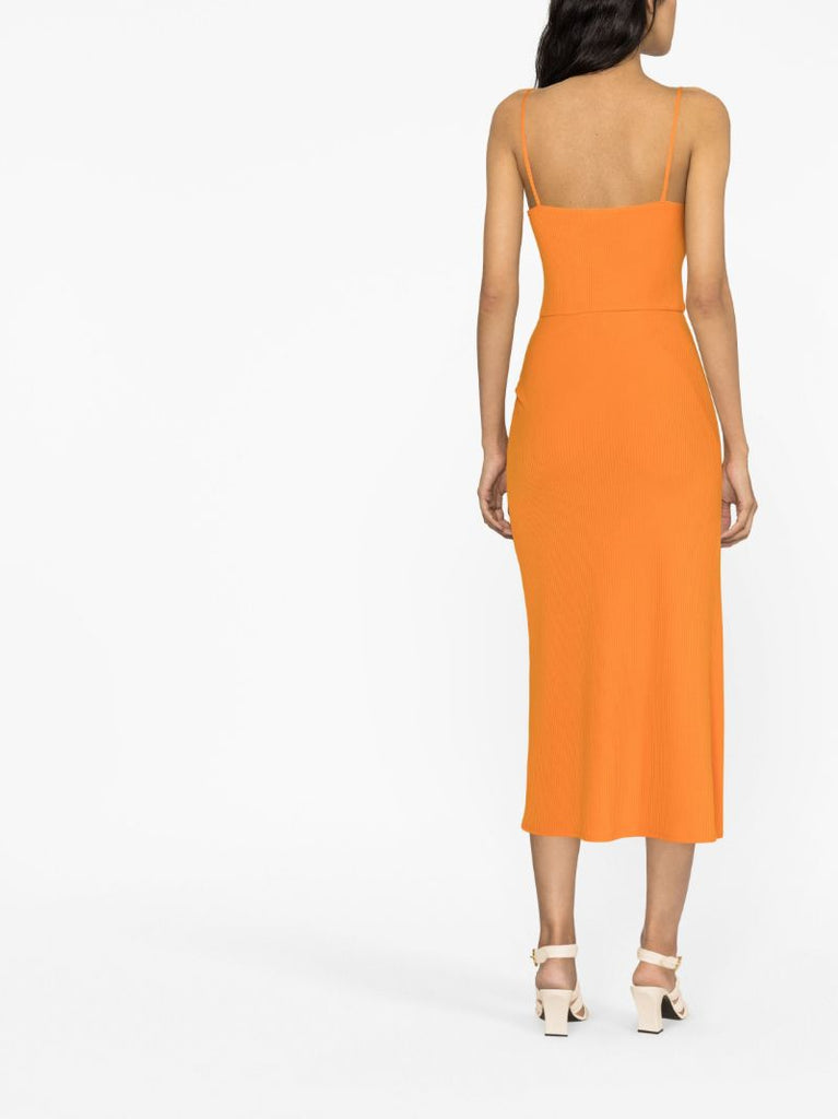 Orange Formosa Rib Knit Maxi Dress