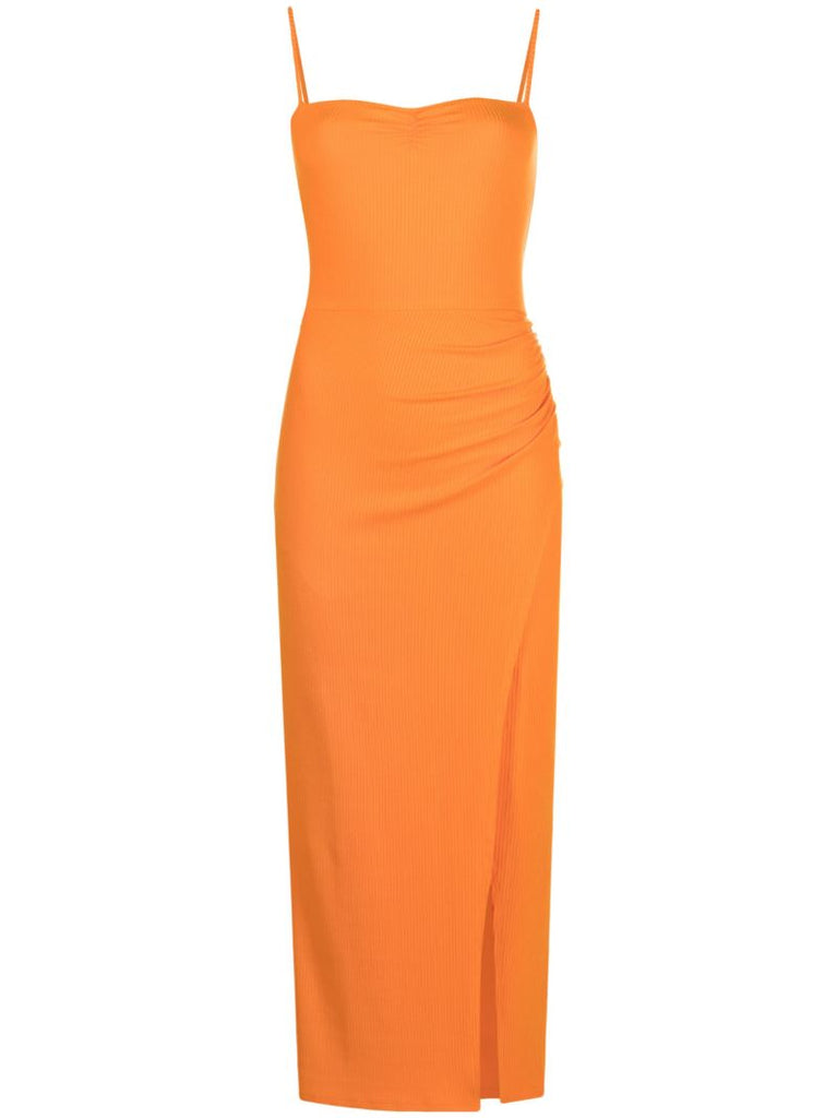 Orange Formosa Rib Knit Maxi Dress